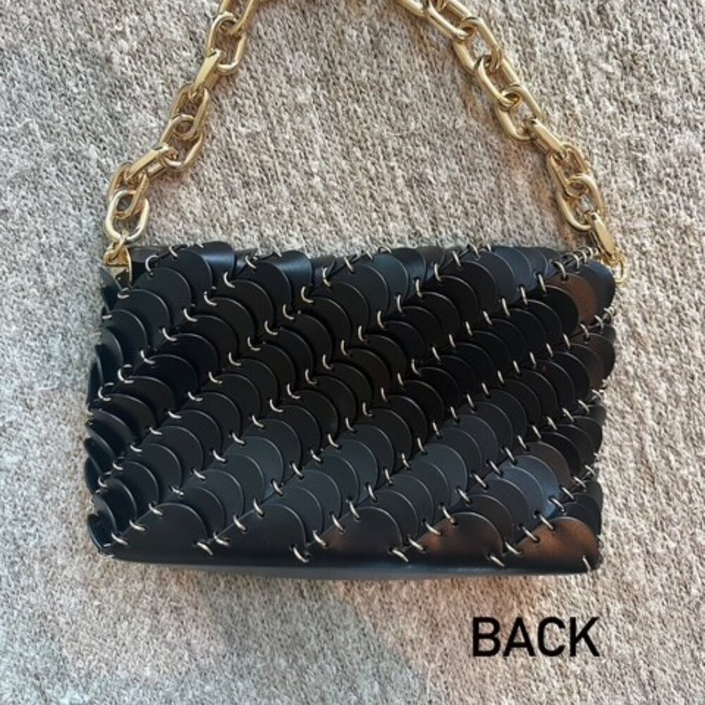Rabanne Shoulder Bag black leather with chain strap - Picture 2 of 8